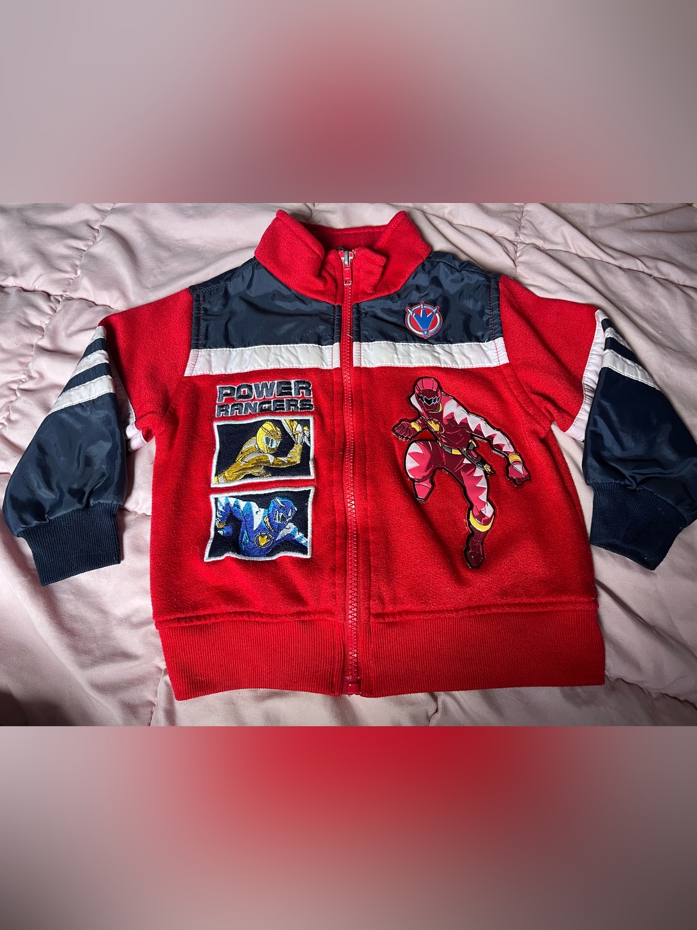 Y2K Red Power Rangers Zip-Up Hoodie for Kids